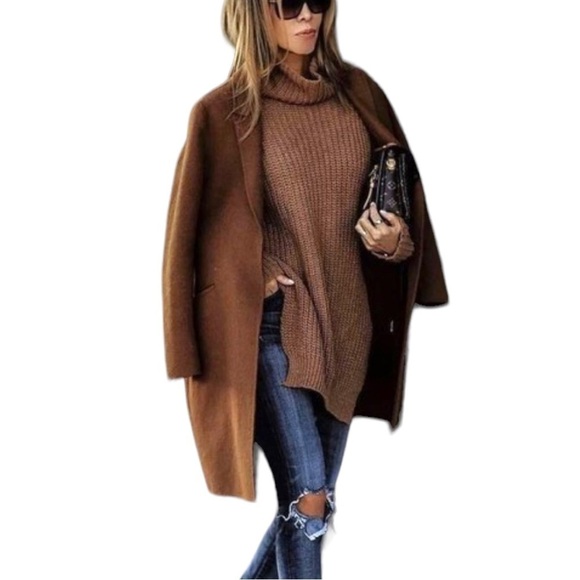 Max Studio Melange Brown Long Line Cowl Neck Sweater - Picture 15 of 15